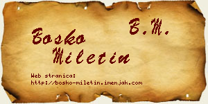 Boško Miletin vizit kartica